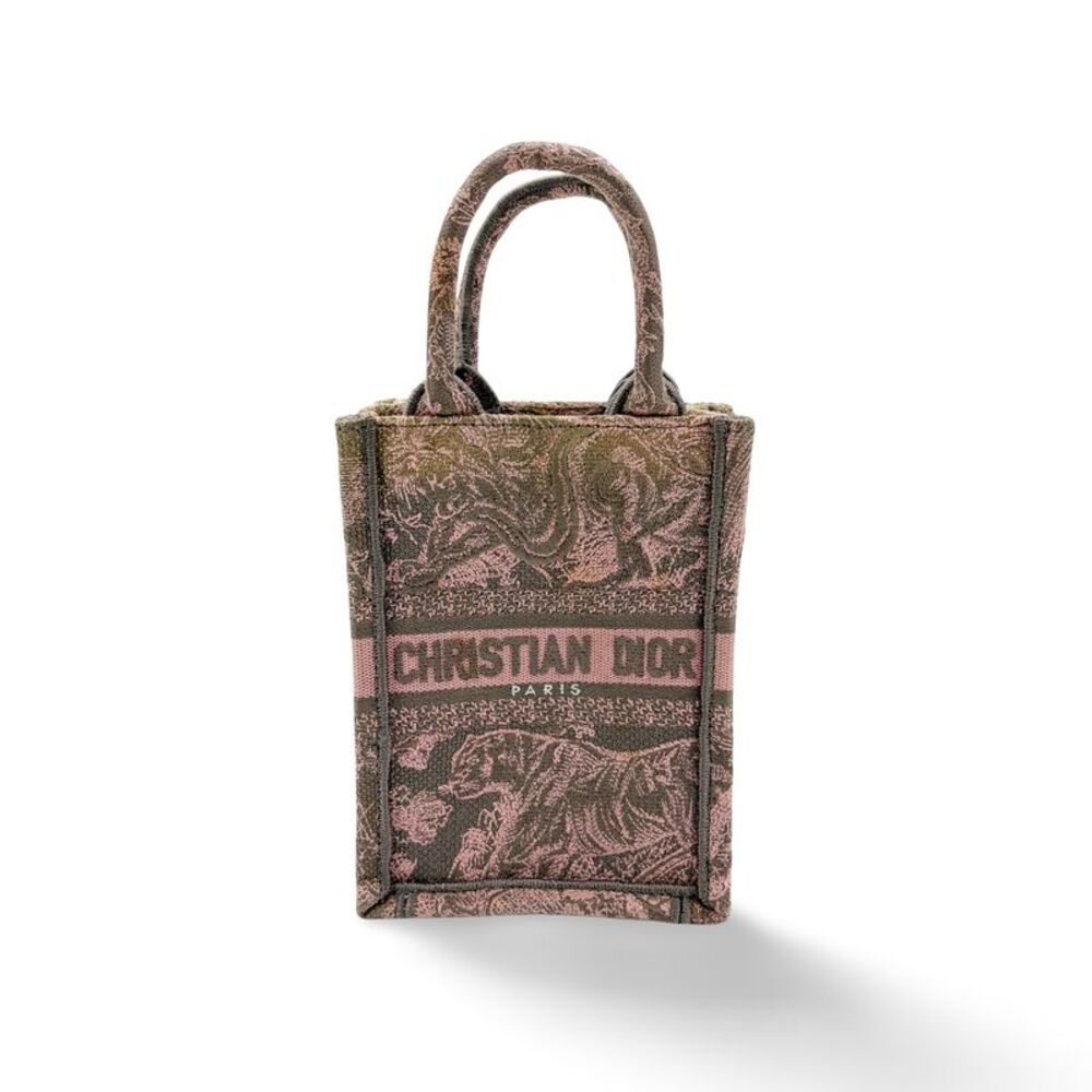 Christian Dior Book Embroidered Canvas Pink Canvas Tote Bag Bag